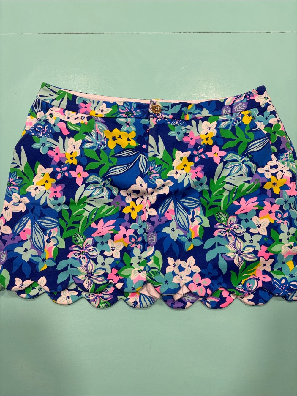 Lilly Pulitzer Blue Floral Scallop Hem Skort